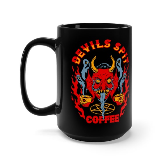 Gothic Horror Gift, Devil Coffee Tumbler, Dark Arts Mug, Occult Ceramic Cup, Heat Resistant, Dishwasher Safe, Unique Rockabilly Style