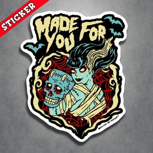 Halloween Gift, Lowbrow Art Vinyl, Outdoor Rated Vinyl, Custom Decal, Punk Sticker, Unique Laptop Design, Durable Weatherproof Material