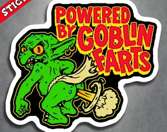 Funny Fart Decal, Fantasy Vinyl, Gaming Tabletop, Goblin Sticker, Durable Adhesive, Custom Printed Humor, Scratch Resistant Vinyl