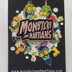 Monsters and Martians Logo Brand Horror Themed Enamel Pin - Rockabilly Psychobilly Classic Horror Fans Collector Pin