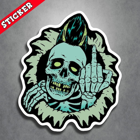 Psychobilly Art Sticker - Lowbrow Skull Decal, Punk Rock Vibes Graphic, Durable Waterproof Vinyl