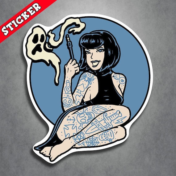 Goth Girl Stickers - Psychobilly Decal - Alternative Art, Waterproof Vinyl, Horror Punk Style