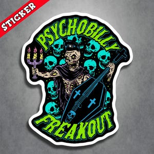 Wicked Twisted Art, Horror Punk Decal, Monsters Martians, Custom Printed Vinyl Sticker, Lowbrow Zombie Skull Design, Outdoor Rated Durable