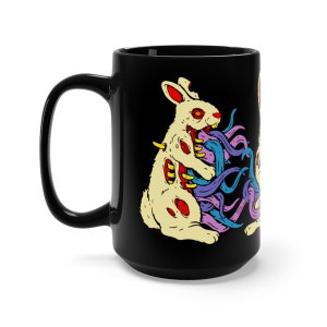 Rabbit Zombies Halloween Horror Monster Bunnies Coffee Mug, Black, 15oz or 11oz