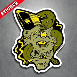 Psychobilly Greaser Zombie Sticker - Horror Punk Art, Durable Waterproof Vinyl Decal image 1