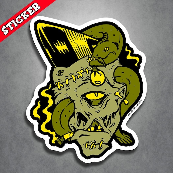 Psychobilly Greaser Zombie Sticker - Horror Punk Art, Durable Waterproof Vinyl Decal