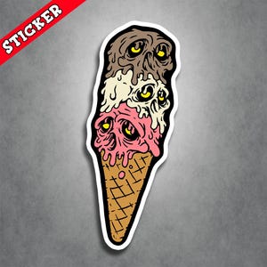 Sommer Aufkleber, Eis Aufkleber, Horror Aufkleber, Ich schreie, Psychobilly Rockabilly Lowbrow Art, Planer Laptop Aufkleber
