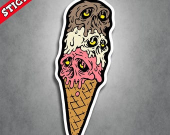 Halloween, Lowbrow Art, Ice Cream Cone, Psychobilly I-Scream Stickers, Summer Vibes, Planner Decals, Unique Laptop Accessories