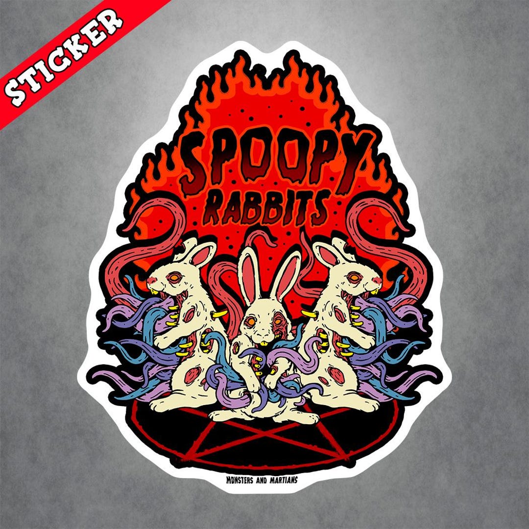 Halloween Vinyl Art, Zombie Rabbit Decal, Psychobilly Horror, Creepy ...