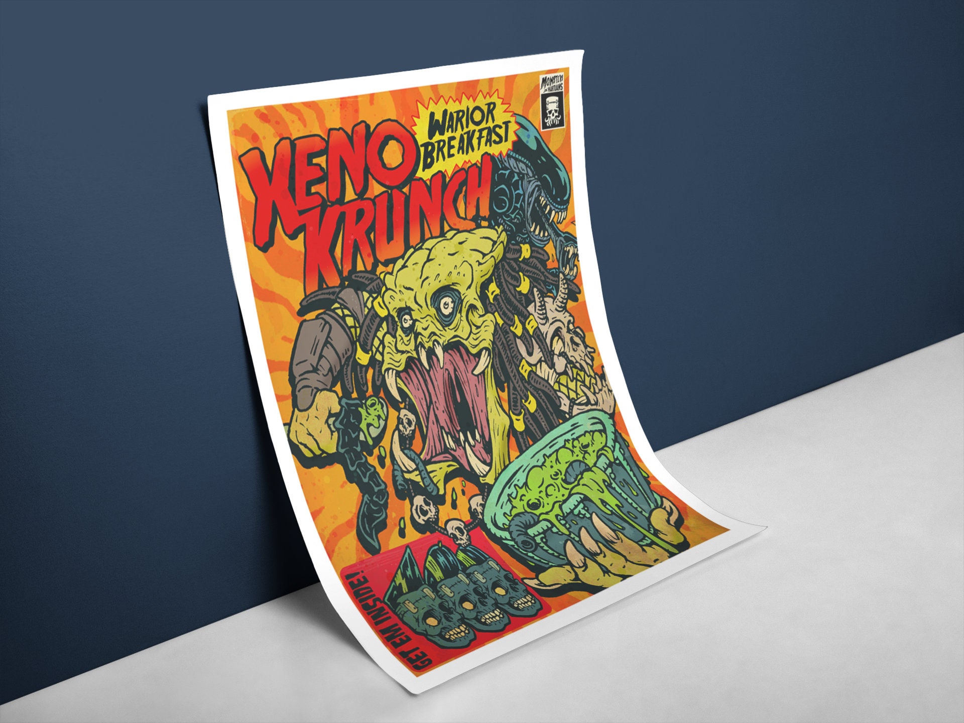 Xeno Crunch Cereal Wall Poster, Horror Punk Art, Xenomorph Aliens ...