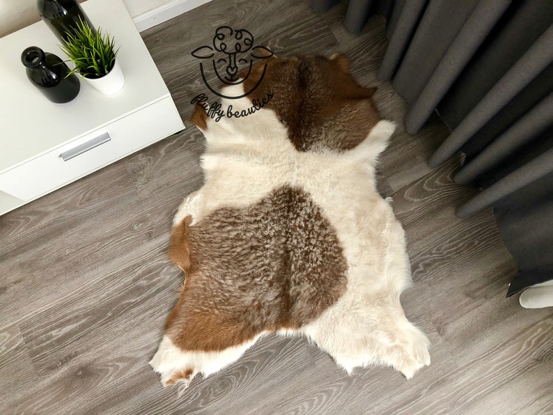Giant Curly Genuine Natural 100/% Goat Skin Goat hide Goat Skin rug Area Rug Shag Rug Beautiful Durable leather Animal Pelt #3