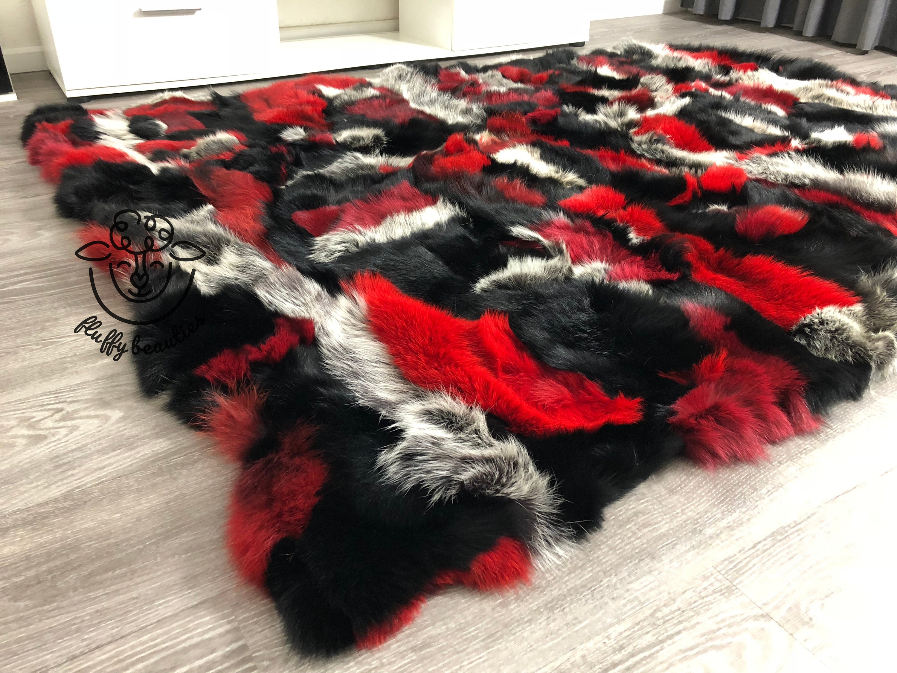 Real Fox Fur Blanket/Carpet Throw Blanket Real Fur Patchwork Etsy