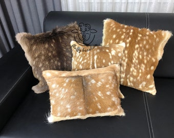 axis deer hide pillows