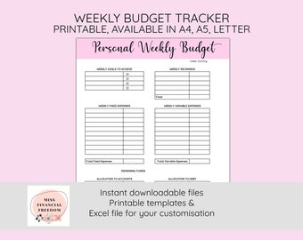 Weekly Budget Tracker - ZERO BASED BUDGETING