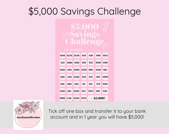 5,000 SAVINGS CHALLENGE - Printable, Trackable, Fun!