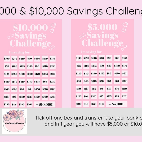 5,000 & 10,000 SAVINGS CHALLENGES - Printable, Trackable, Fun!