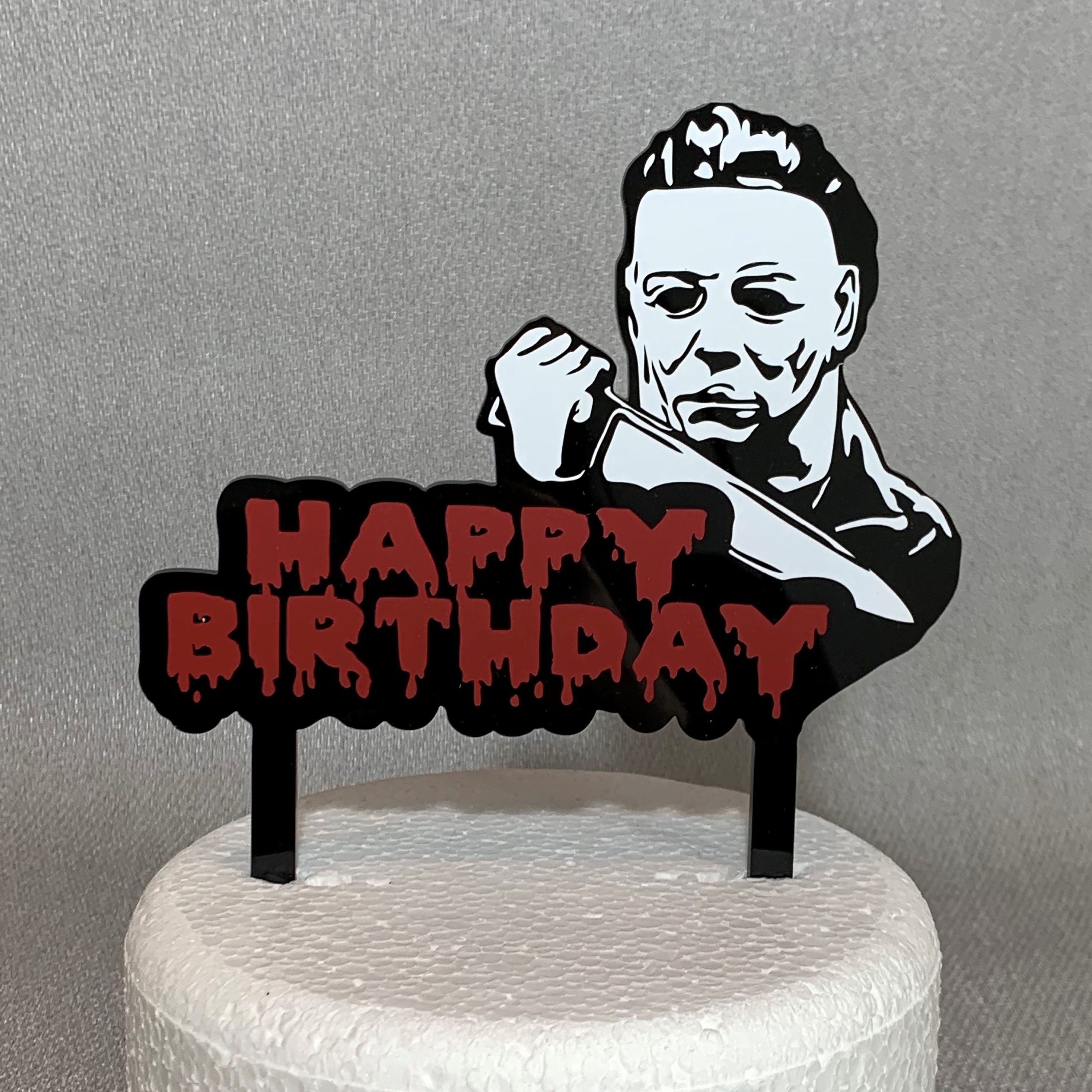 Halloween Inspired Michael Myers Happy Birthday Acrylic Cake - Etsy Israel