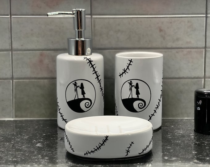 Nightmare Before Christmas Inspired Jack and Sally Bathroom Set - Etsy UK