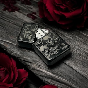 Gothic Halloween Skulls and Roses Lighter.