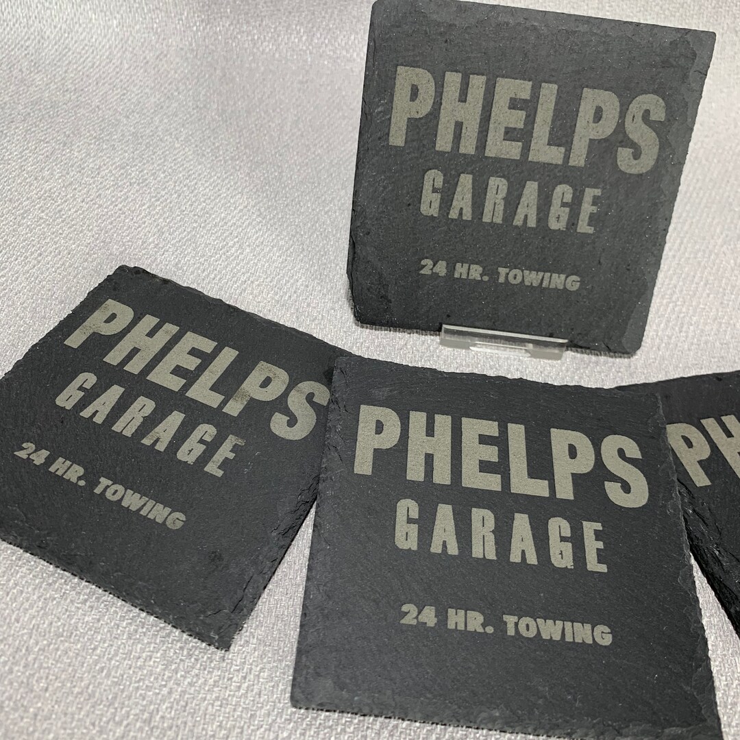 Halloween Inspired Phelps Garage Slate Coasters 4pk Michael Myers Etsy