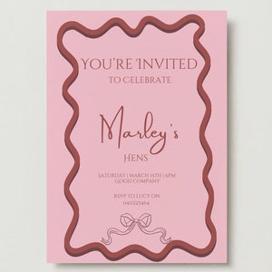 Hens Wavy Border Invite Template