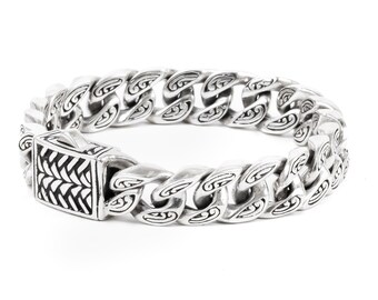 Collana Con Catena A Maglia Cubana Da Uomo In Argento Sterling