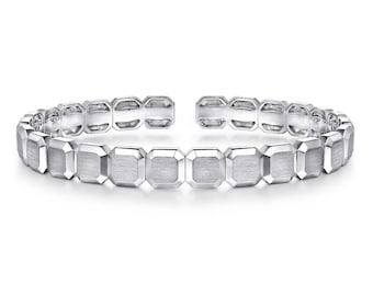 幾何学模様のカフバングルブレスレットシルバーバングルメンズ