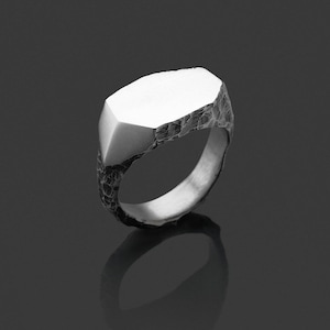 unconventional signet ring,925 Silver White Polish & Oxidized Silver Ring, Men&#39;s Signet Ring, Made From 925 Sterling Silver Ring For Men