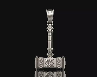 Colgante de plata de ley con el martillo de Thor, Mjolnir, joyería vikinga.