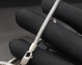 Men's 925 Sterling Silver Snake Chain Necklace | Solid Herringbone Chain | Handmade Italian Style Chain | Minimalist Jewelry, 20 Inch