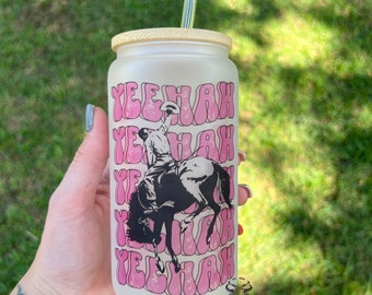 Yeehaw Glass Mug | Western Mug | Country | Yeehaw | Glass Mug | Coffee | Beer | Coffee Mug | Beer Mug
