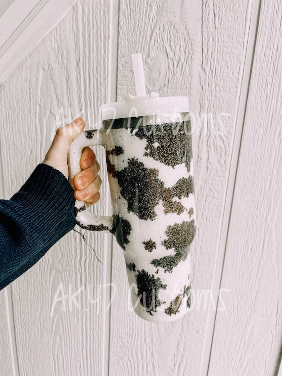 Cowprint Stanley Cowhide Stanley Glittered Stanley Custom Stanley Stanley  Tumbler Stanley 40 Oz Tumbler 30 Oz Tumbler 