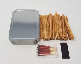 Kit para encender fuego Fatwood: yesca Maya con cerillas impermeables