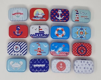 Small Tin Box Storage Box Empty Metal Box Jewelry Organizer Sea theme 16 Variants