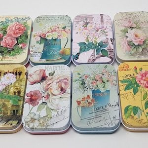 Small Storage Tin Box Gift Storage Box Empty Metal Box  Organizer Roses flowers 8 Variants