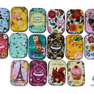 Small Tin Box: Empty Metal Storage Organizer with 16 Design Variant Colorful  Mosaic