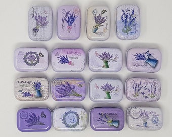 Small Tin Boxes Storage Box Empty Metal Box Jewelry Organizer Flowers Lavender 16 Variants