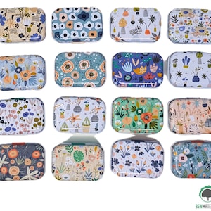 Kleine Blechdose aus Metall mit 16 Designvarianten Bunte Blumen-MosaikPersonalisierung Schlüsselbund