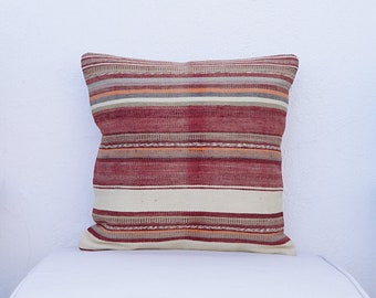 Wool pillowcase, Kilim knot pillow, 14x14 pillowcover, Unique throw pillow, Kilim neck pillow, Window seat cushion, Turkish bench pillow