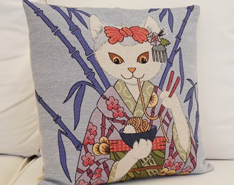 Animal Print Cotton Linen Pillow Cover: 16x16 Beige Back