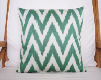 Silk Handmade Ikat Pillow Cover, Modern Cushion Cover, Geometric Pillow Case, Colorful Silk Vintage Art Pillow, Bohemian Fabric Pillow