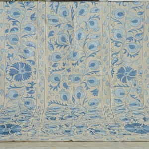 Cotton Suzani Bedspread, King Size Bedcover, Embroidery Comforter, Suzani Wall Hanging, Floral Bed Linen, Antique Quilt, Boho Suzani Fabric