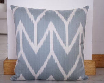 Silk Handmade Ikat Pillow Cover, Modern Cushion Cover, Geometric Pillow Case, Colorful Silk Vintage Art Pillow, Bohemian Fabric Pillow