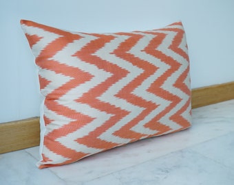Handmade Silk Ikat Pillow Cover: Geometric Bohemian Cushion Case
