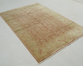 Beige Boho Rug, Oriental Vintage Turkish Rug, Large Natural Oushak Carpet, Living Room Rug, Wool Anatolian Oushak Carpet, Decorative Big Rug