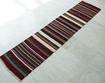 Turkish Wool Handmade Kilim Runner, Embroidery Kilim Rug, Kilim Fabric by Yard, Authentic Area Oushak Kilim Rug, Southwest Geometric Rug,