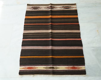 Turkish Wool Handmade Kilim Rug, Embroidery Kilim Rug, Kilim Fabric by Yard, Authentic Area Oushak Kilim Rug, Southwest Geometric Rug,