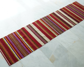 Turkish Wool Handmade Kilim Runner, Embroidery Kilim Rug, Kilim Fabric by Yard, Authentic Area Oushak Kilim Rug, Southwest Geometric Rug,