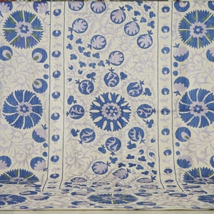 Cotton Suzani Bedspread, King Size Bedcover, Embroidery Comforter, Suzani Wall Hanging, Floral Bed Linen, Antique Quilt, Boho Suzani Fabric