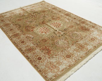 Throw Boho Rug, Oriental Vintage Turkish Rug, Large Natural Oushak Carpet, Living Room Rug, Wool Anatolian Oushak Carpet, Decorative Big Rug
